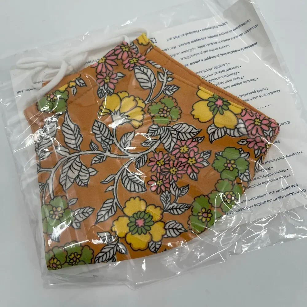 TORY BURCH Face Mask 70s Floral Print NWT Adjustable Straps Washable Reusable